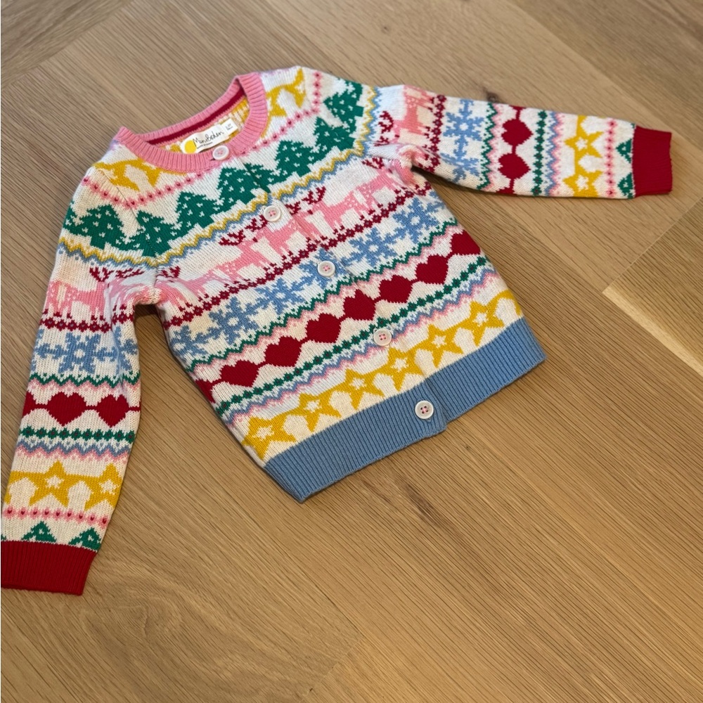 Mini Boden Colorful Patterned Holiday Kids Cardigan